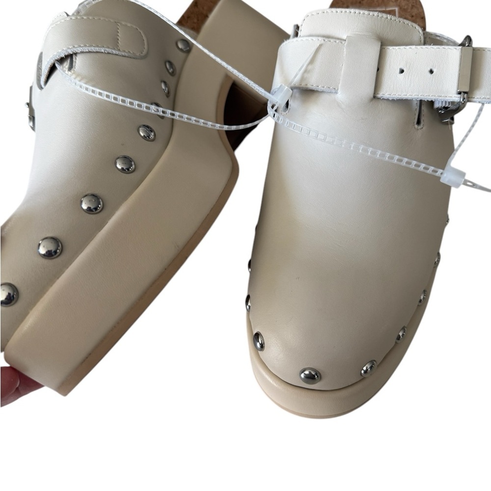 Dolce Vita Yevan Platform Studded Leather Clogs Mule Ivory Cream Latte NWOB - Picture 10 of 16